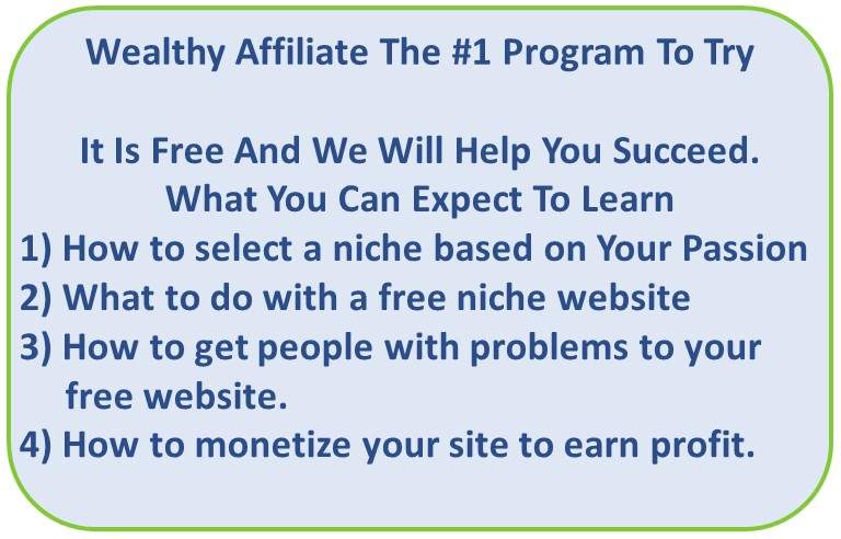 Learn Earn Wealthy Affiliate WA Our No ! Recommended Training Program.